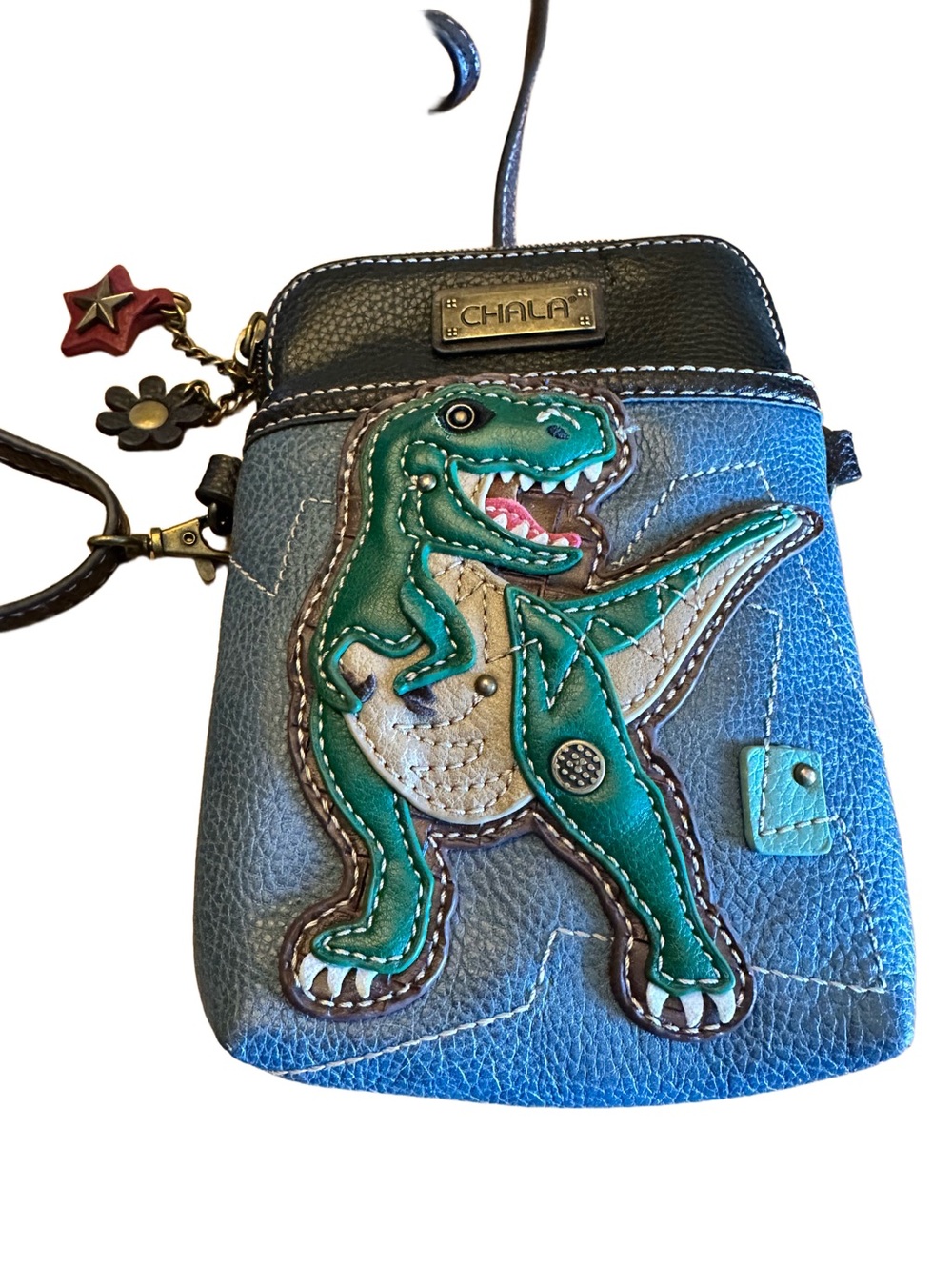 Chala T-Rex Green Dinosaur Crossbody Bag - Blue